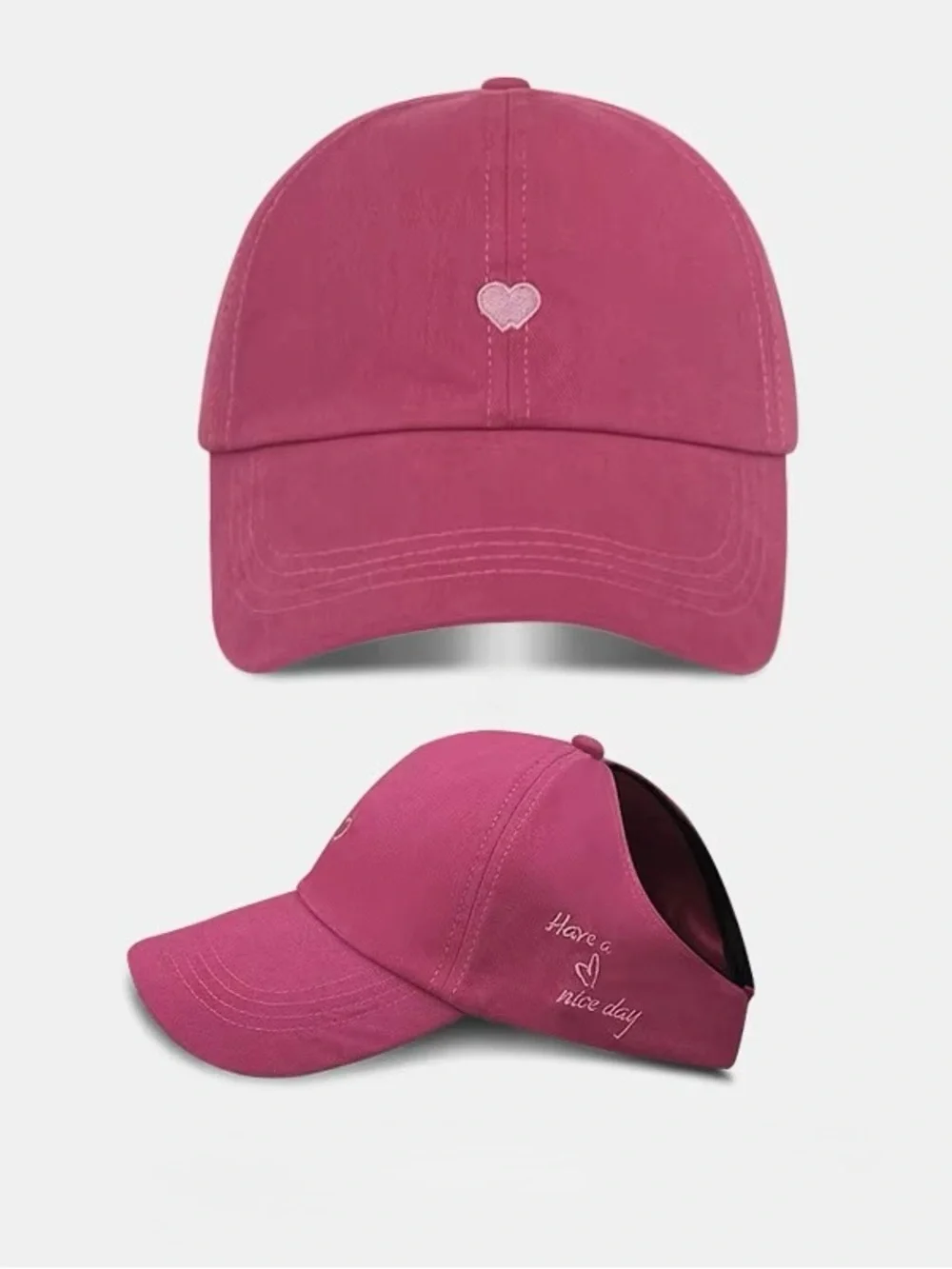 Ponytail Hat - Rose Pink or Light Pink - Velcro Back - Brand New!